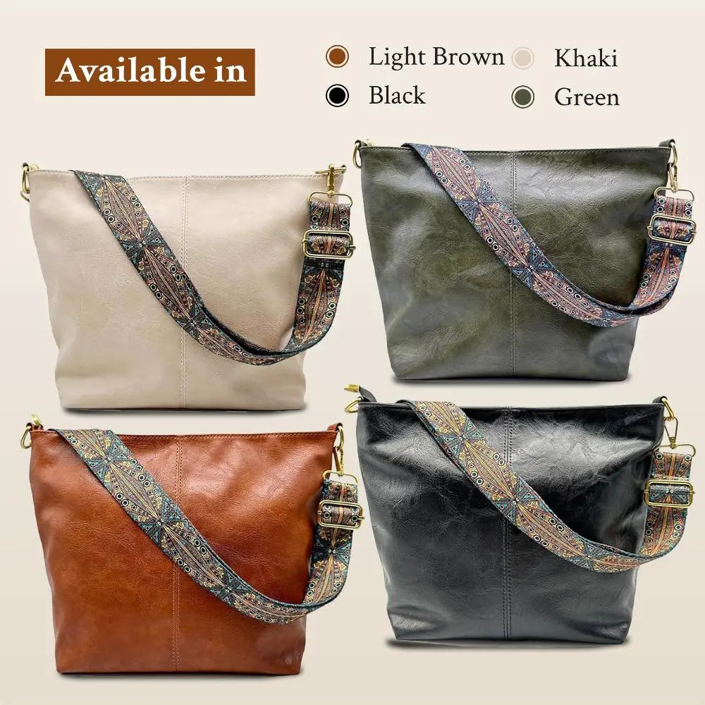 Alexis - Vintage Leather Bucket Bag for Daily Use