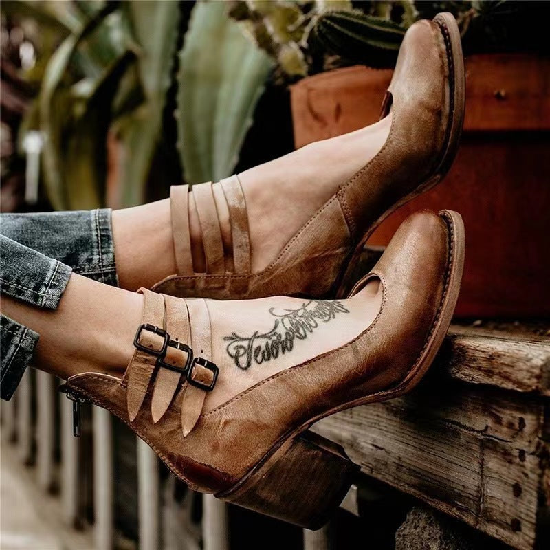 Ever - Women’s Round Toe Chunky Heels