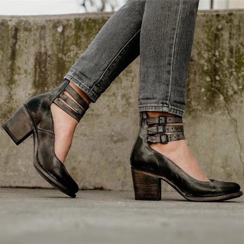 Ever - Women’s Round Toe Chunky Heels