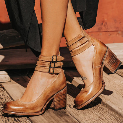 Ever - Women’s Round Toe Chunky Heels