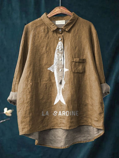 Mackenzie - Stylish Fish Print Cotton Shirt