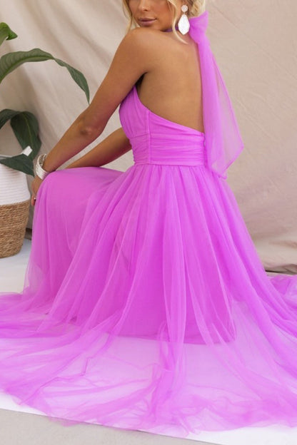 Jael - Elegant Mesh A-Line Evening Dress