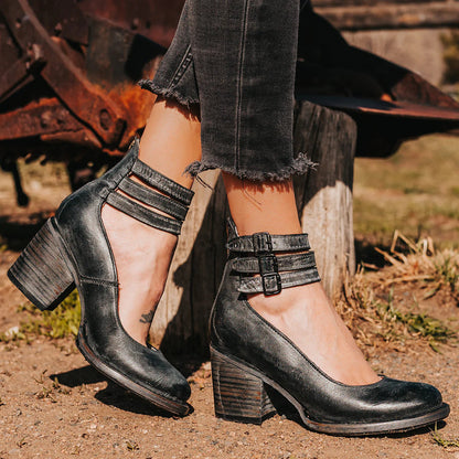 Ever - Women’s Round Toe Chunky Heels