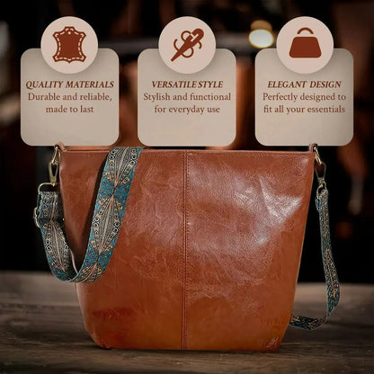 Alexis - Vintage Leather Bucket Bag for Daily Use