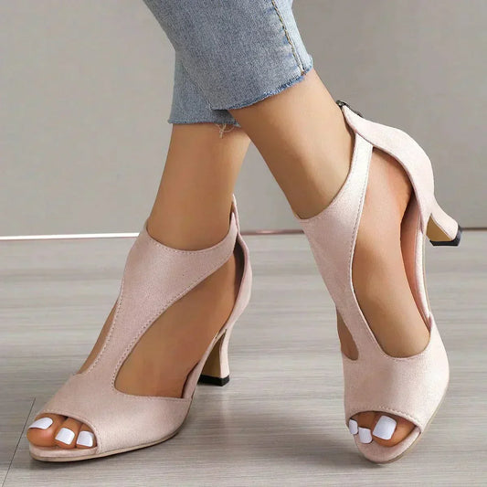 Bella - Chic Back Zipper Stiletto Sandals