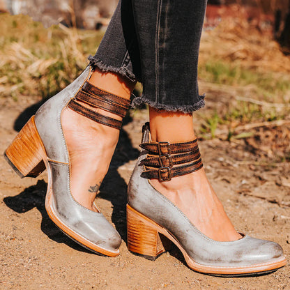 Ever - Women’s Round Toe Chunky Heels