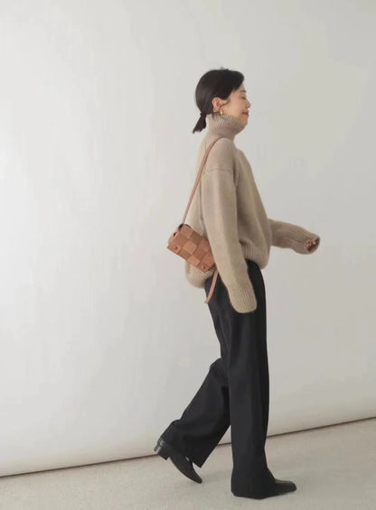Kayla - High Collar Loose Knitted Sweater