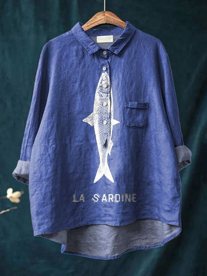 Mackenzie - Stylish Fish Print Cotton Shirt