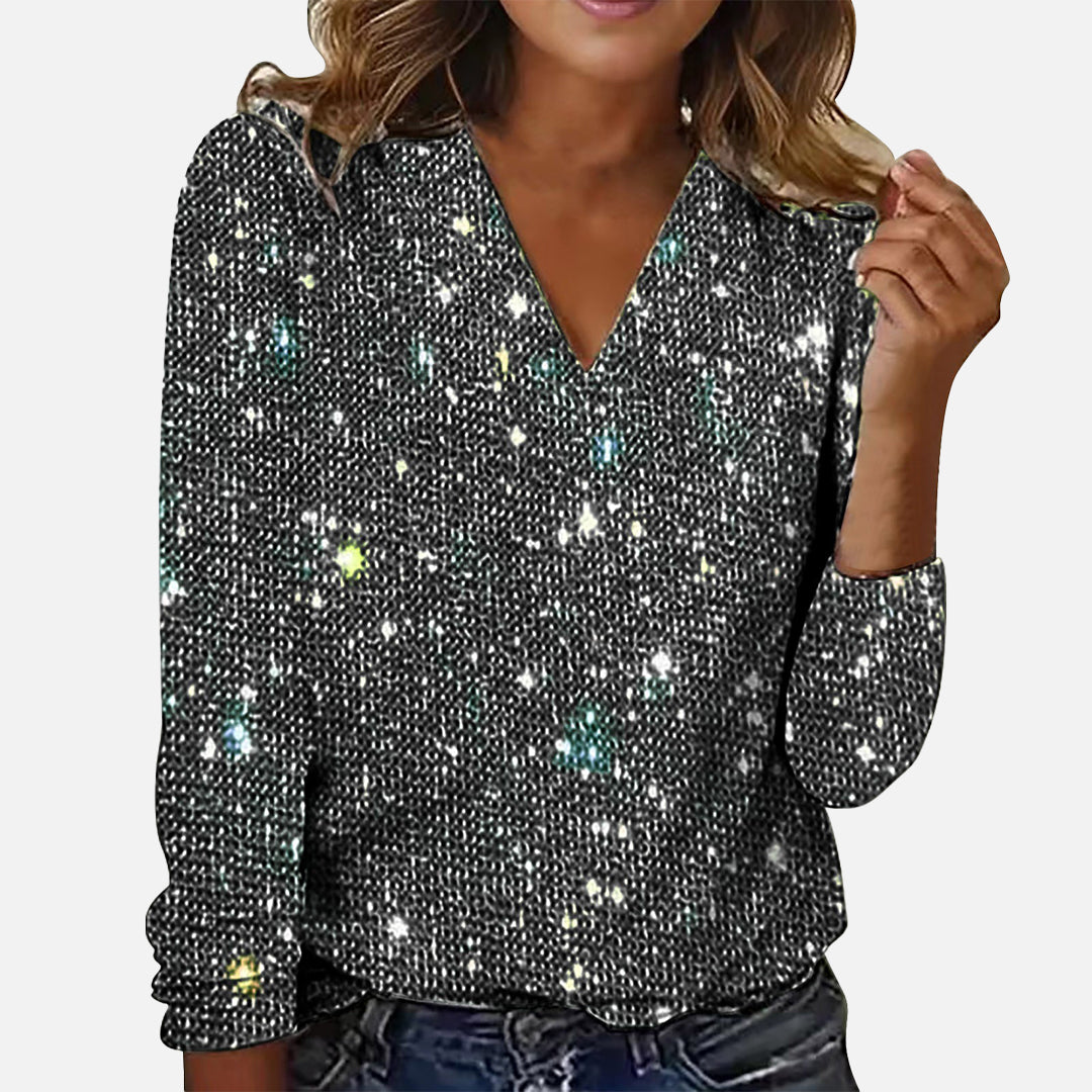Veyona™ | Diamond V-Neck Blouse