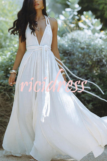 Faelina – Backless Halter Bandage Maxi Dress