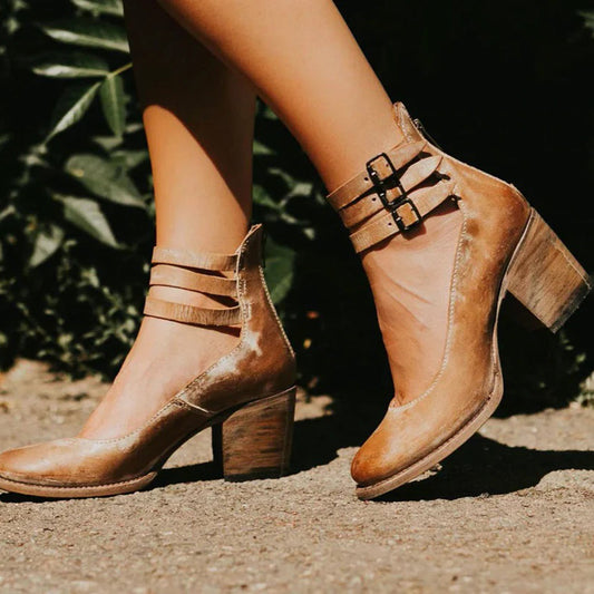 Ever - Women’s Round Toe Chunky Heels