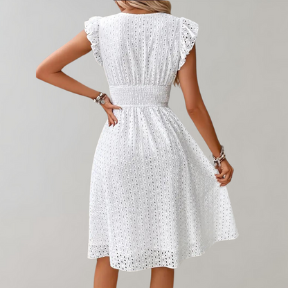 Eira - Elegant Elastic Waist Midi Dress