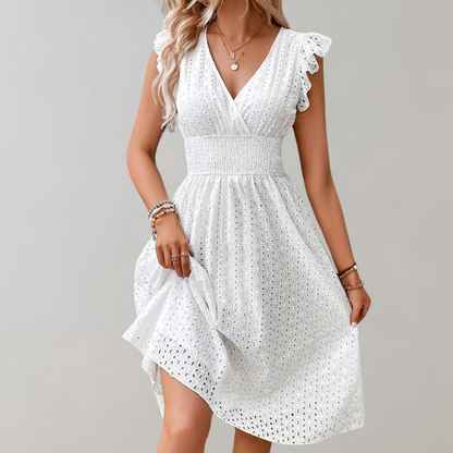 Eira - Elegant Elastic Waist Midi Dress