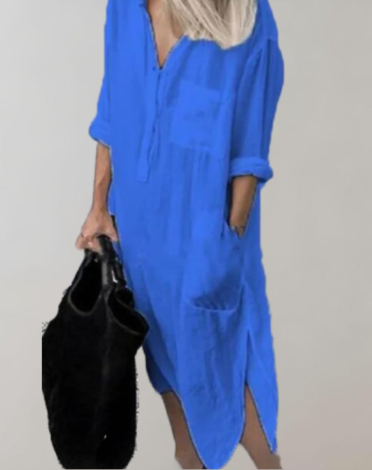 Aubrey - Casual Pocket Shirt Style Dress