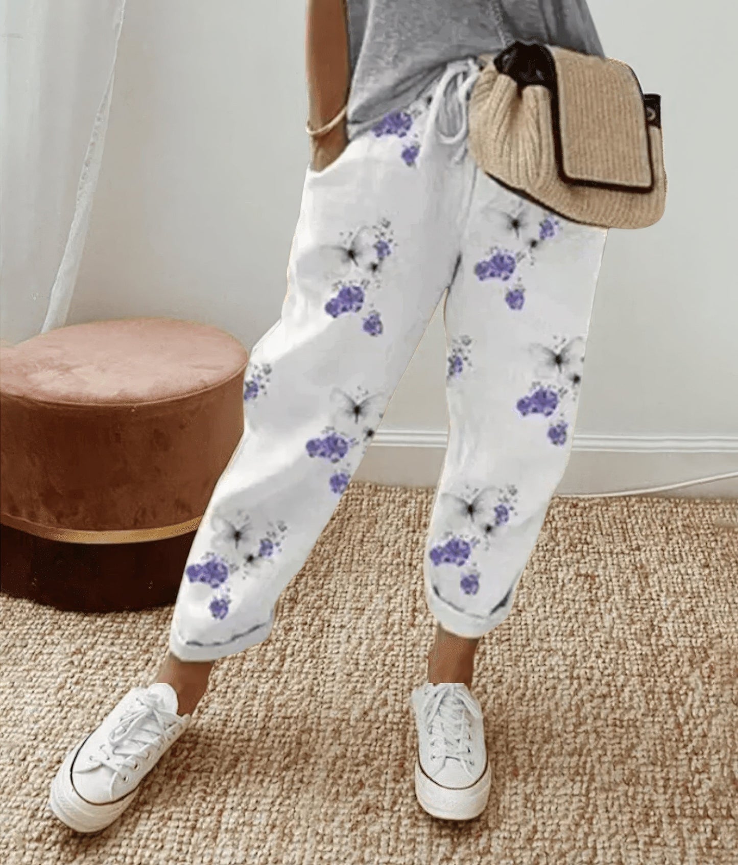 Clover - Comfortable Lace-Up Drawstring Elastic Waist Pants