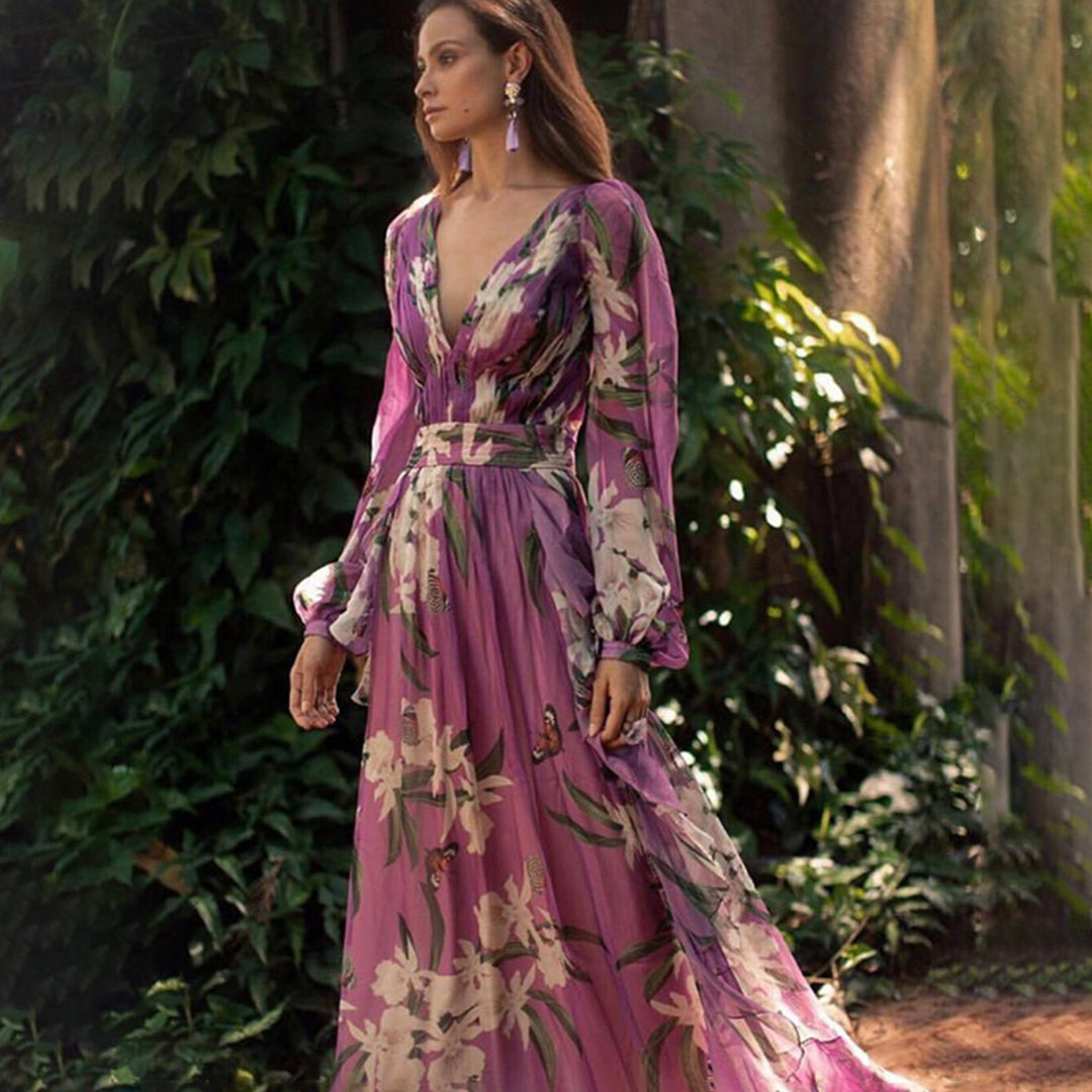 Monroe - Floral Elegance Swing Maxi Dress