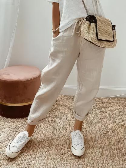 Clover - Comfortable Lace-Up Drawstring Elastic Waist Pants