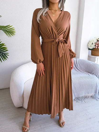 Azara - Timeless Lace Pleated Maxi Dress