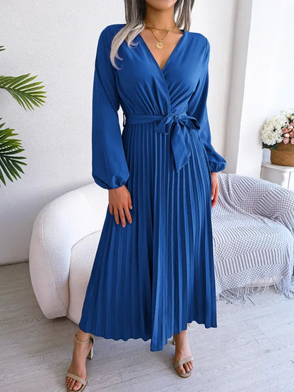 Azara - Timeless Lace Pleated Maxi Dress