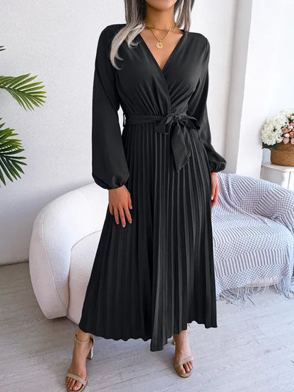Azara - Timeless Lace Pleated Maxi Dress