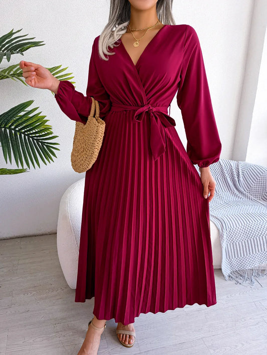 Azara - Timeless Lace Pleated Maxi Dress