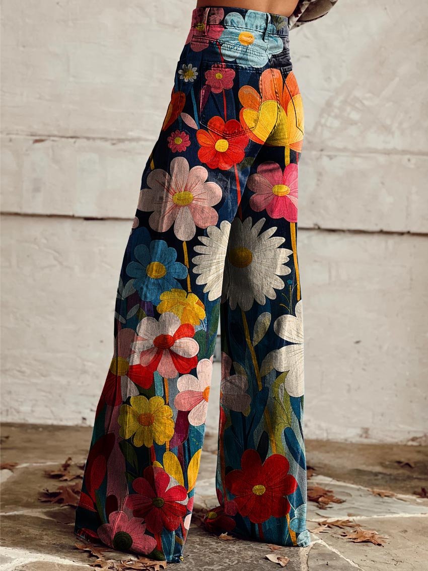 Annika - Flower Power Retro Flare Pants